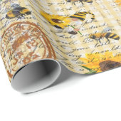 Papier Cadeau Tournesol Bee Gnome (Coin rond)