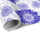 Papier Cadeau Tournesol Bleu (Coin rond)