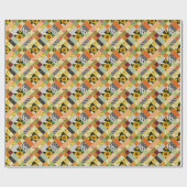 Papier Cadeau Tournesol Chamomile, Patchwork Aquarelle. (Plat)