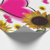 Papier Cadeau Tournesol Coeurs roses Papier d'enveloppement de m (Coin)