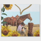 Papier Cadeau Tournesol Cowboy Papier d'enveloppement de matte (Plat)