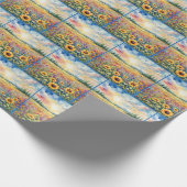 Papier Cadeau Tournesol d'aquarelle et champ Fleur sauvage (Coin)