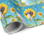 Papier Cadeau Tournesol éternué dans un tissus (Coin rond)