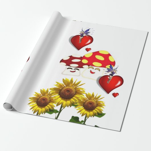 Papier Cadeau Tournesol Fée Champagne Love Matte Wrapte Papier (Déroulé)