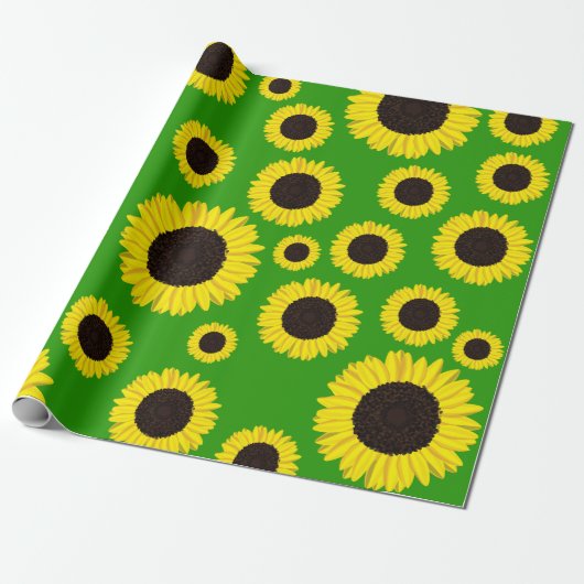 Papier Cadeau Tournesol fête d'anniversaire (Déroulé)