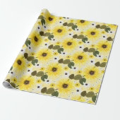 Papier Cadeau Tournesol Floral (Déroulé)