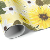 Papier Cadeau Tournesol Floral (Coin rond)