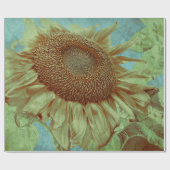 Papier Cadeau Tournesol géant Turquoise vert jaune antique Vinta (Plat)