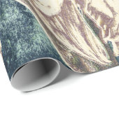 Papier Cadeau Tournesol géant Vintage sérénie Turquoise Découpag (Coin rond)