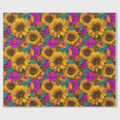 Papier cadeau Tournesol gras et léopard (Plat)