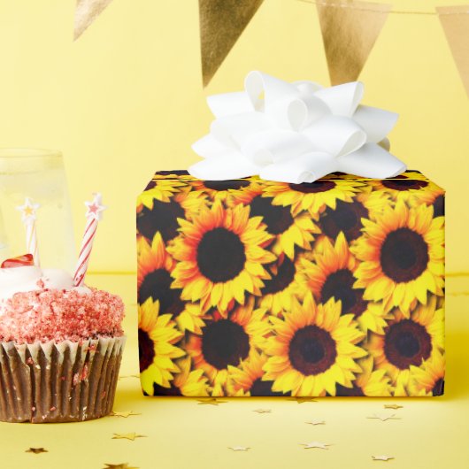 Papier Cadeau Tournesol Helianthus élégant floral (Fête d'anniversaire)