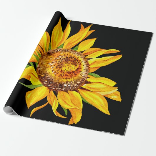 Papier Cadeau Tournesol jaune (Déroulé)