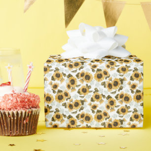 Papier Cadeau Tournesol jaune Boho