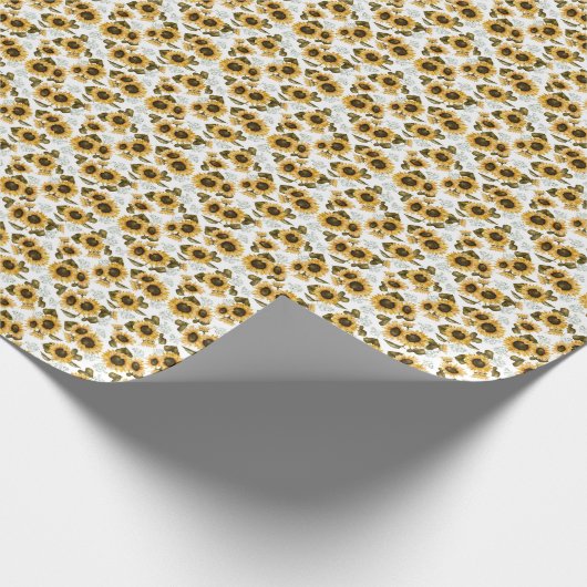 Papier Cadeau Tournesol jaune Boho (Coin)