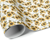 Papier Cadeau Tournesol jaune Boho (Coin rond)