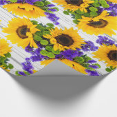 Papier Cadeau Tournesol jaune pourpre en bois blanc rustique de (Coin)
