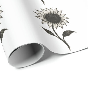 Papier Cadeau Tournesol minimaliste - Design botanique élégant s