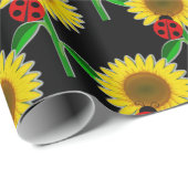 Papier Cadeau Tournesol sur papier d'enveloppement d'embarcation (Coin rond)