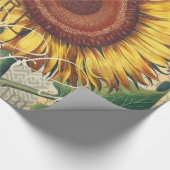 Papier Cadeau Tournesol Vintage Damas Fleur Art (Coin)