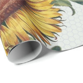 Papier Cadeau Tournesol Vintage Damas Fleur Art (Coin rond)