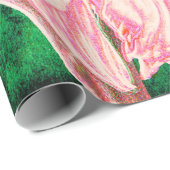 Papier Cadeau Tournesol Vintage rose vif Découpage vert (Coin rond)