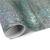 Papier Cadeau Tournesol Vintage vert Grunge Texture Découpage (Coin rond)