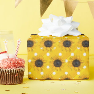 Papier Cadeau tournesols en pois