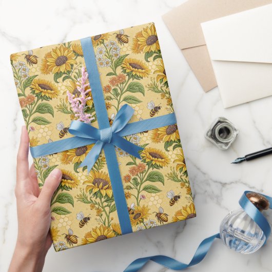 Papier Cadeau Tournesols et Abeilles (Cadeaux)