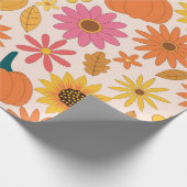 Papier Cadeau Tournesols et Citrouille Motif d'automne (Coin)