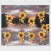 PAPIER CADEAU TOURNESOLS ET COUCHER DE SOLEIL D'ÉTÉ (Plat)