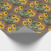 Papier Cadeau Tournesols Papillons Planche de Grange Rustique (Coin)