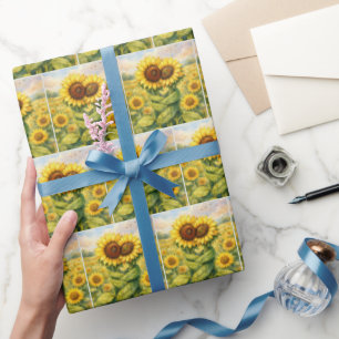 Papier Cadeau Tournesols s'étreignant