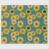 Papier Cadeau Tournesols sur Bleu (Plat)