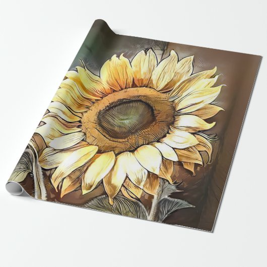 Papier Cadeau Tournesols Sur Fenêtre Collection D'Art Moderne (Déroulé)