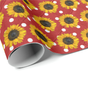 Papier Cadeau tournesols sur pois