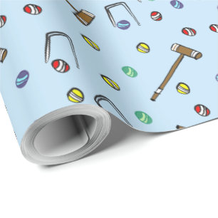 Papier Cadeau Tournoi de Croquet Illustré à la Main Fête de Jard