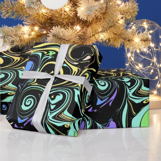 Papier Cadeau Tournures colorées abstraites (Vacances)