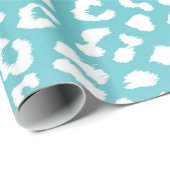 Papier Cadeau Tourquoise Leopard Patters (Coin rond)
