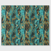 Papier Cadeau Tourquoise Vert Or (Plat)