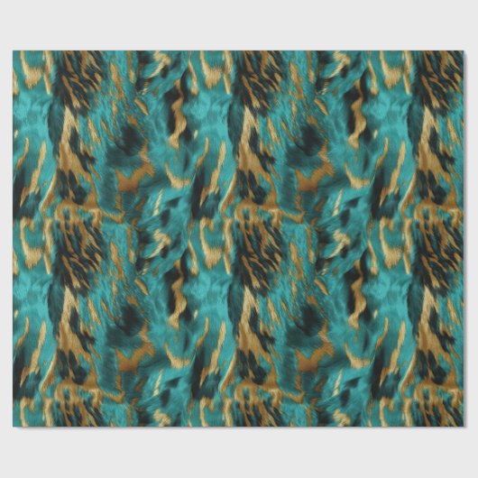 Papier Cadeau Tourquoise Vert Or (Plat)