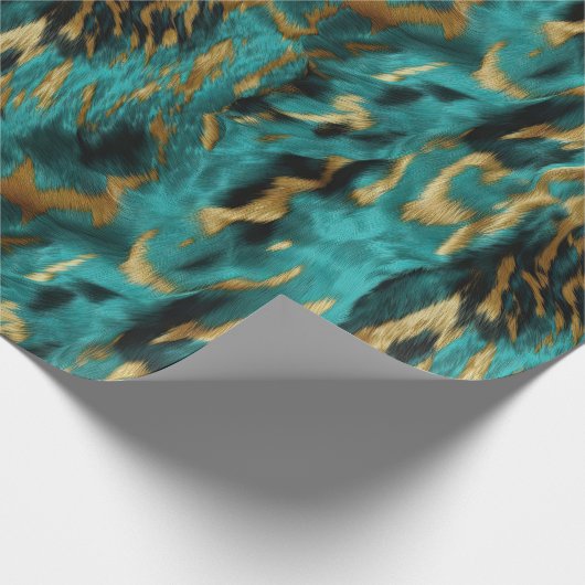 Papier Cadeau Tourquoise Vert Or (Coin)