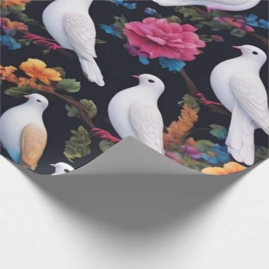 Papier Cadeau Tourterelles blanches Style Artifice (Coin)