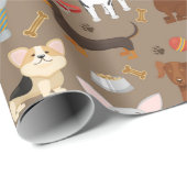 Papier Cadeau Tous les mignons chiens (Coin rond)