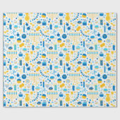 Papier Cadeau Tous Les Symboles D'Hanoukka (Plat)