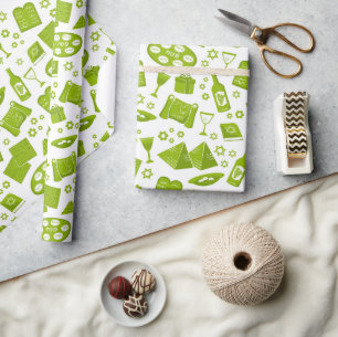 Papier Cadeau Tous Les Symboles Pour Pâques En Vert