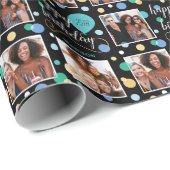 Papier Cadeau Tout âge Collage photo Anniversaire Balloon Vert 2 (Coin rond)