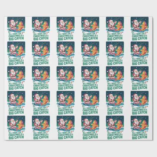 Papier Cadeau Tout ce que je veux pour Noël c'est un gros poisso (Plat)
