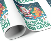 Papier Cadeau Tout ce que je veux pour Noël c'est un gros poisso (Coin rond)
