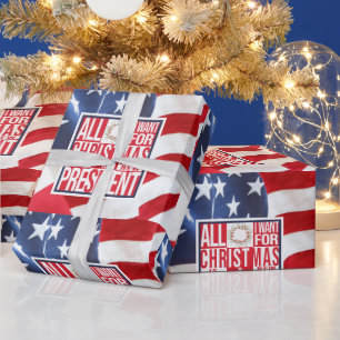 Papier Cadeau Tout ce que je veux pour Noël Nouveau Président Pa