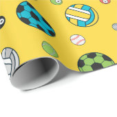 Papier Cadeau Tout le Motif sportif | jaune (Coin rond)